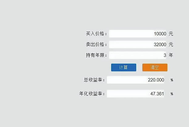 年化收益率计算